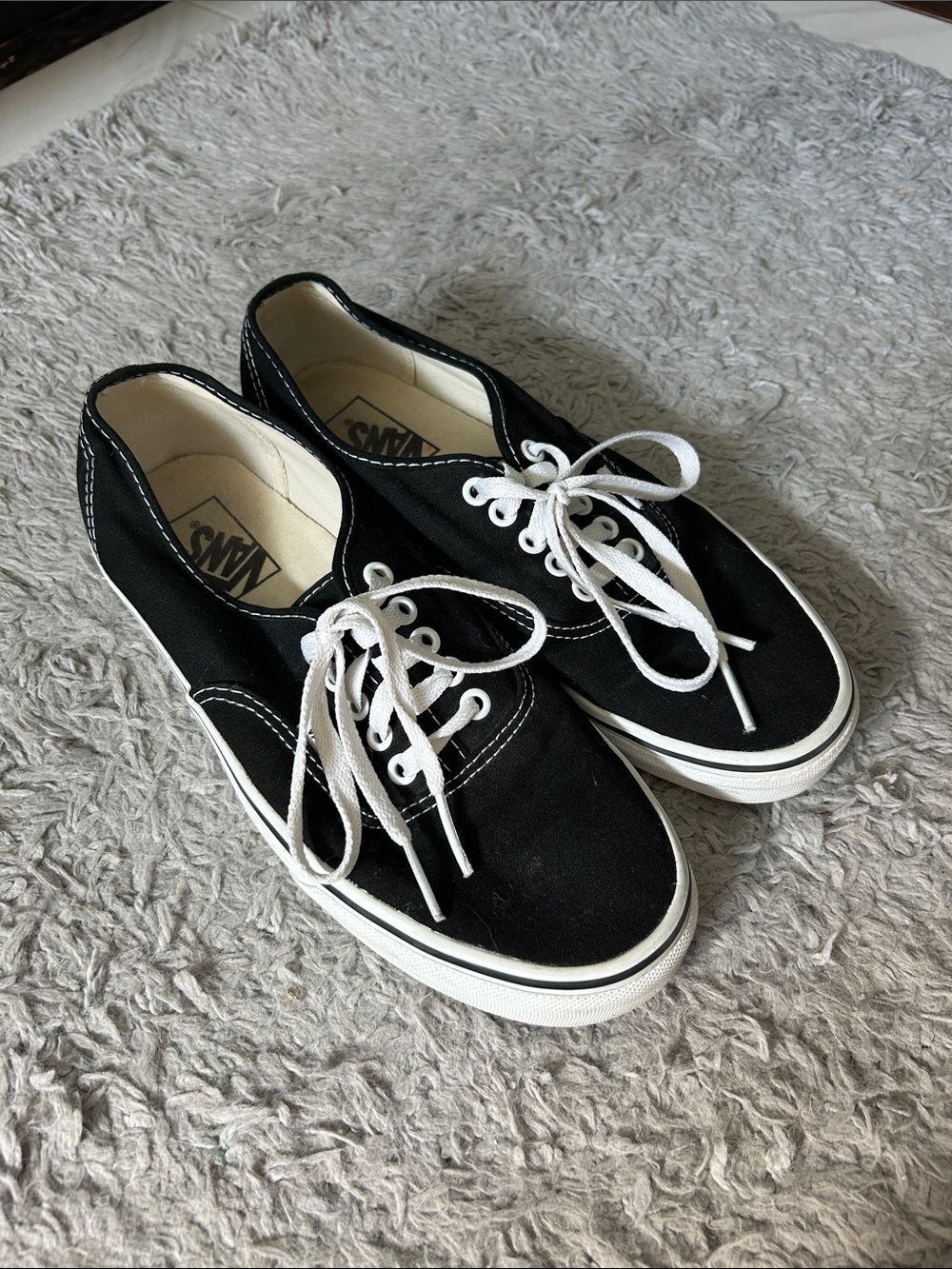 Vans Black Canvas Low-Top Sneakers with White Trim